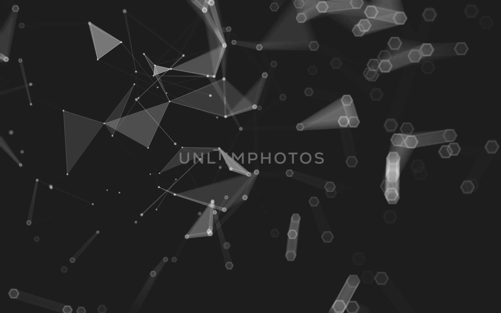 Abstract polygonal space low poly dark background, 3d rendering by teerawit