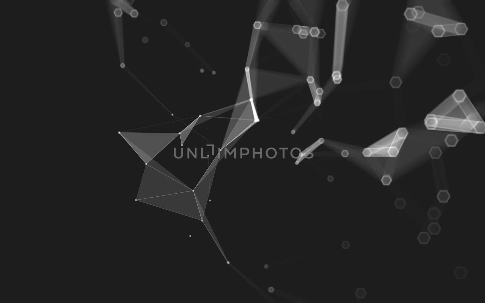 Abstract polygonal space low poly dark background with connecting dots and lines. Connection structure. 3d rendering