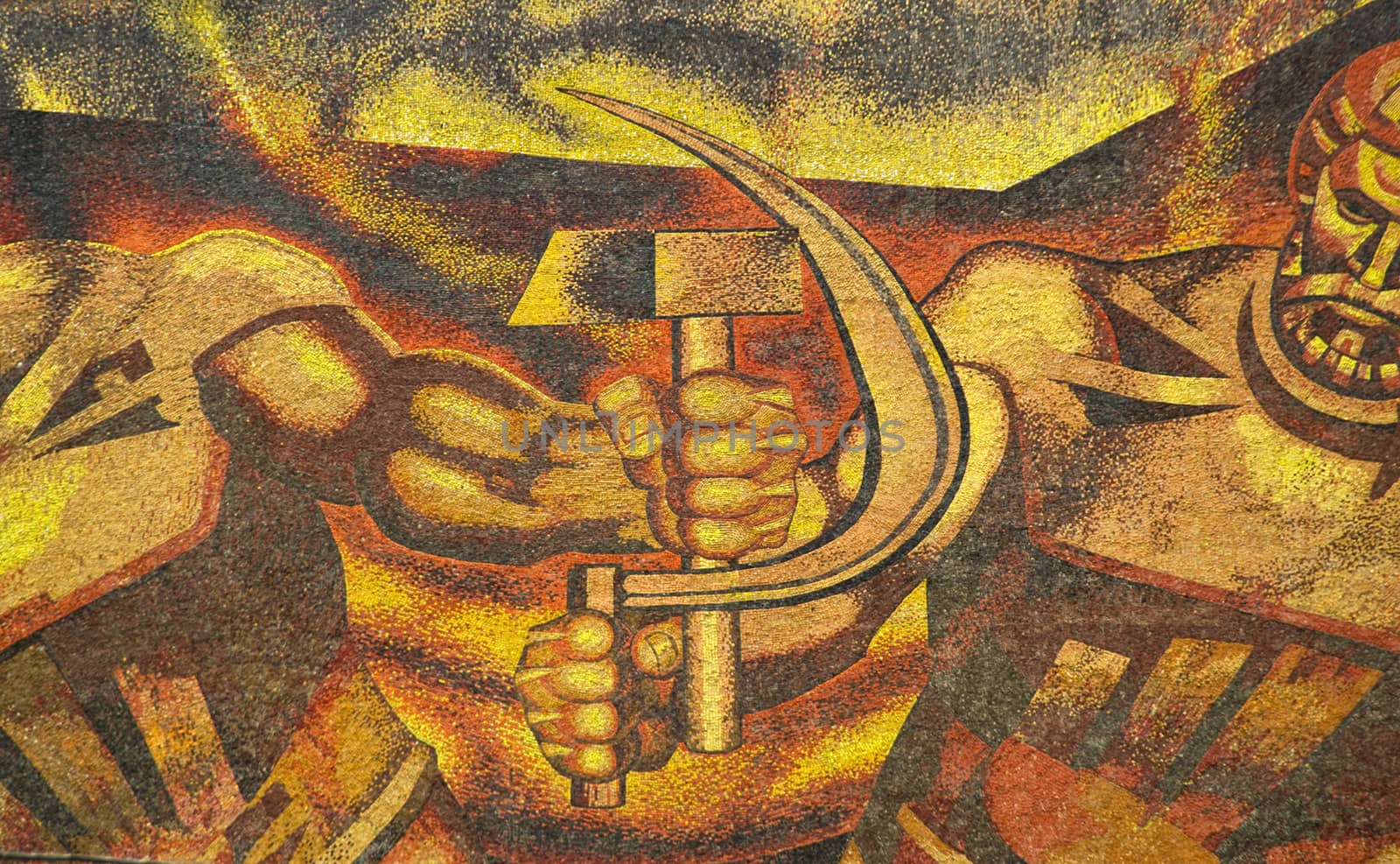 Close-up of communist era mural