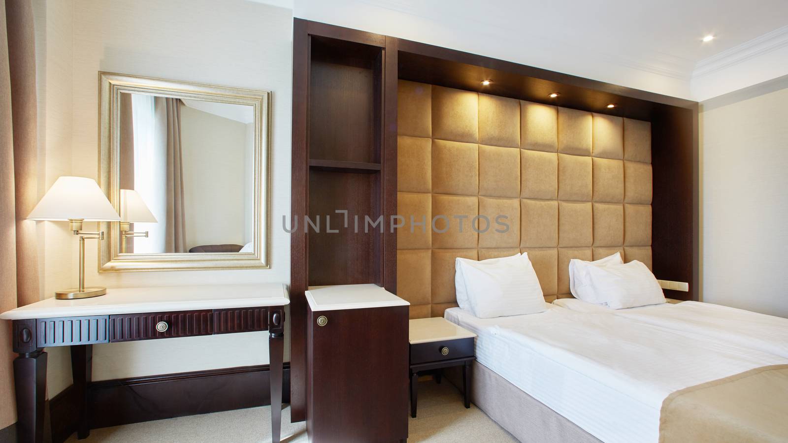 The modern interior of double bed room