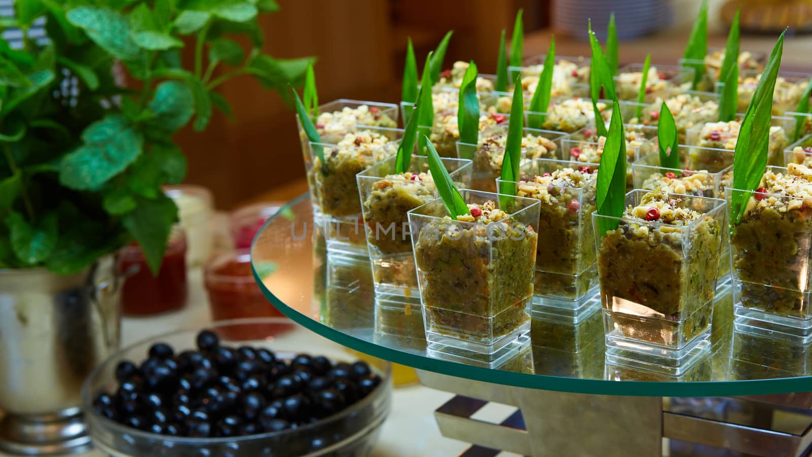 Set of tasty canape for an event party.
