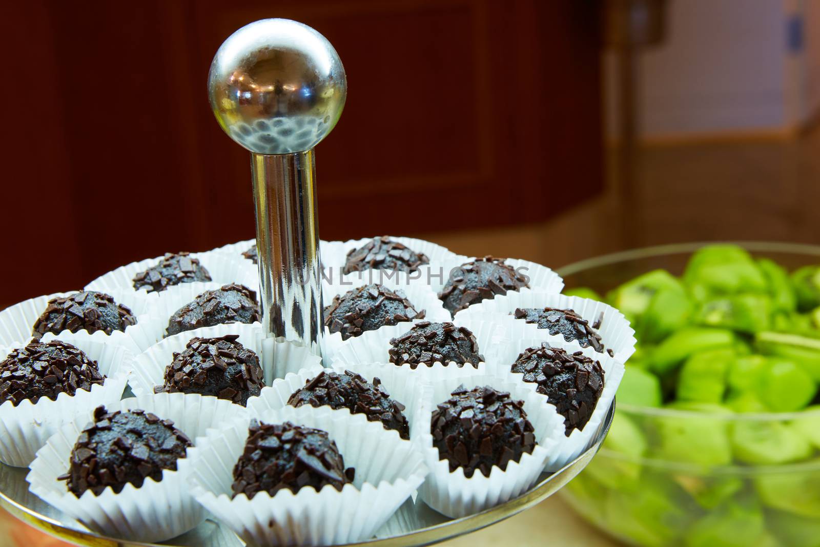 Dessert table for a party. akes and sweetness. Shallow dof