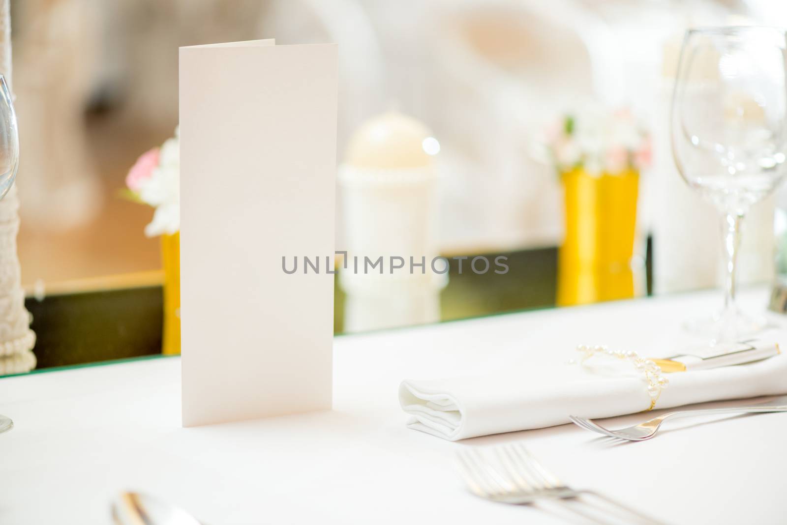Wedding table setting in restaurant 