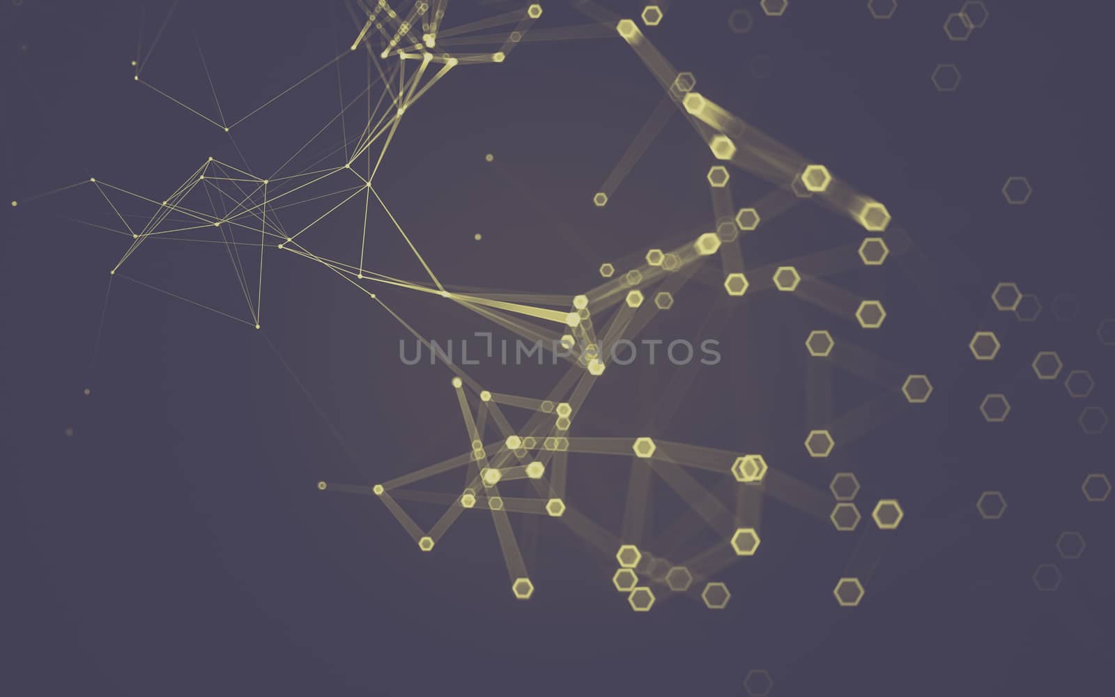 Abstract polygonal space low poly dark background with connecting dots and lines. Connection structure. 3d rendering