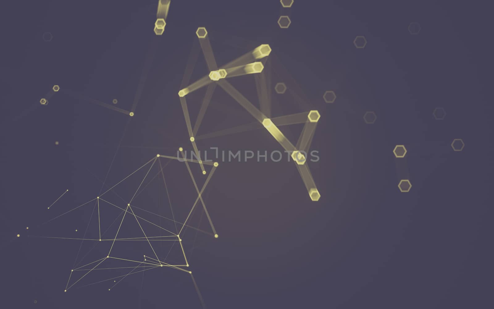 Abstract polygonal space low poly dark background with connecting dots and lines. Connection structure. 3d rendering