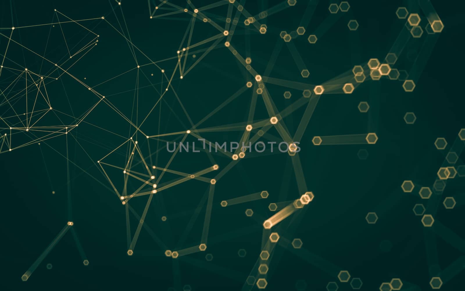 Abstract polygonal space low poly dark background with connecting dots and lines. Connection structure. 3d rendering