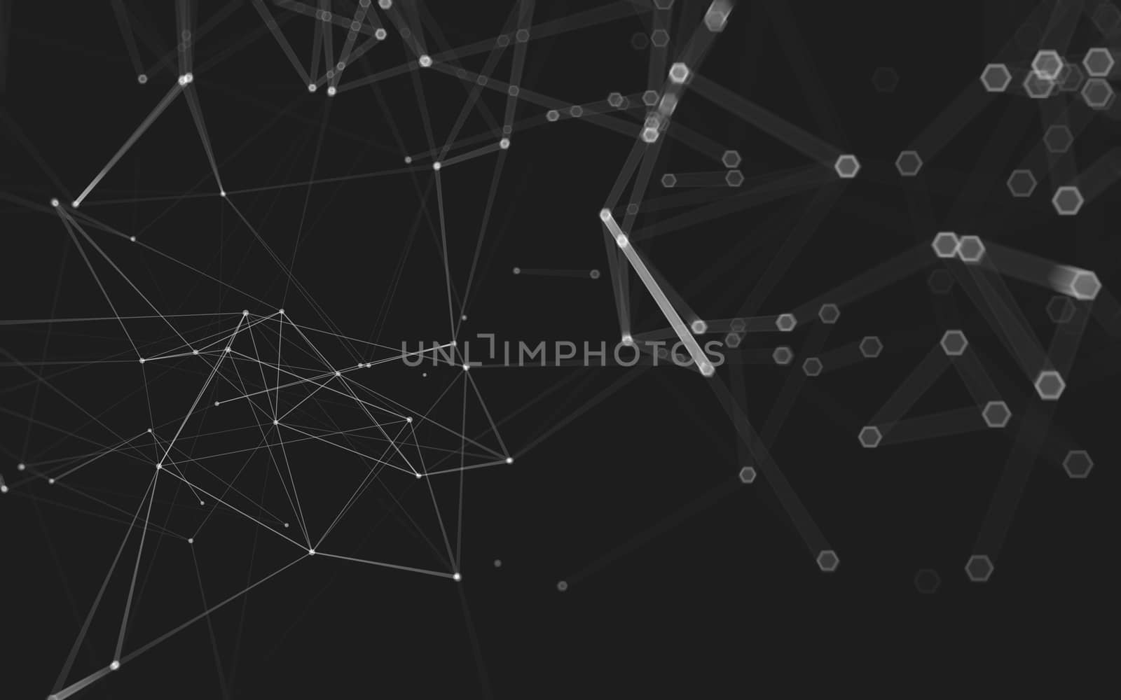 Abstract polygonal space low poly dark background with connecting dots and lines. Connection structure. 3d rendering