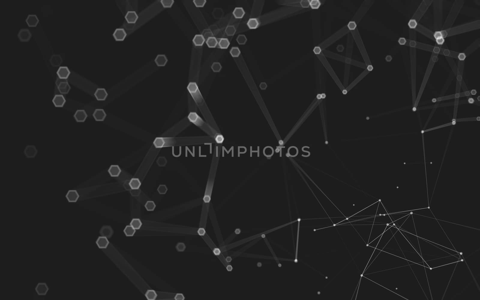 Abstract polygonal space low poly dark background with connecting dots and lines. Connection structure. 3d rendering