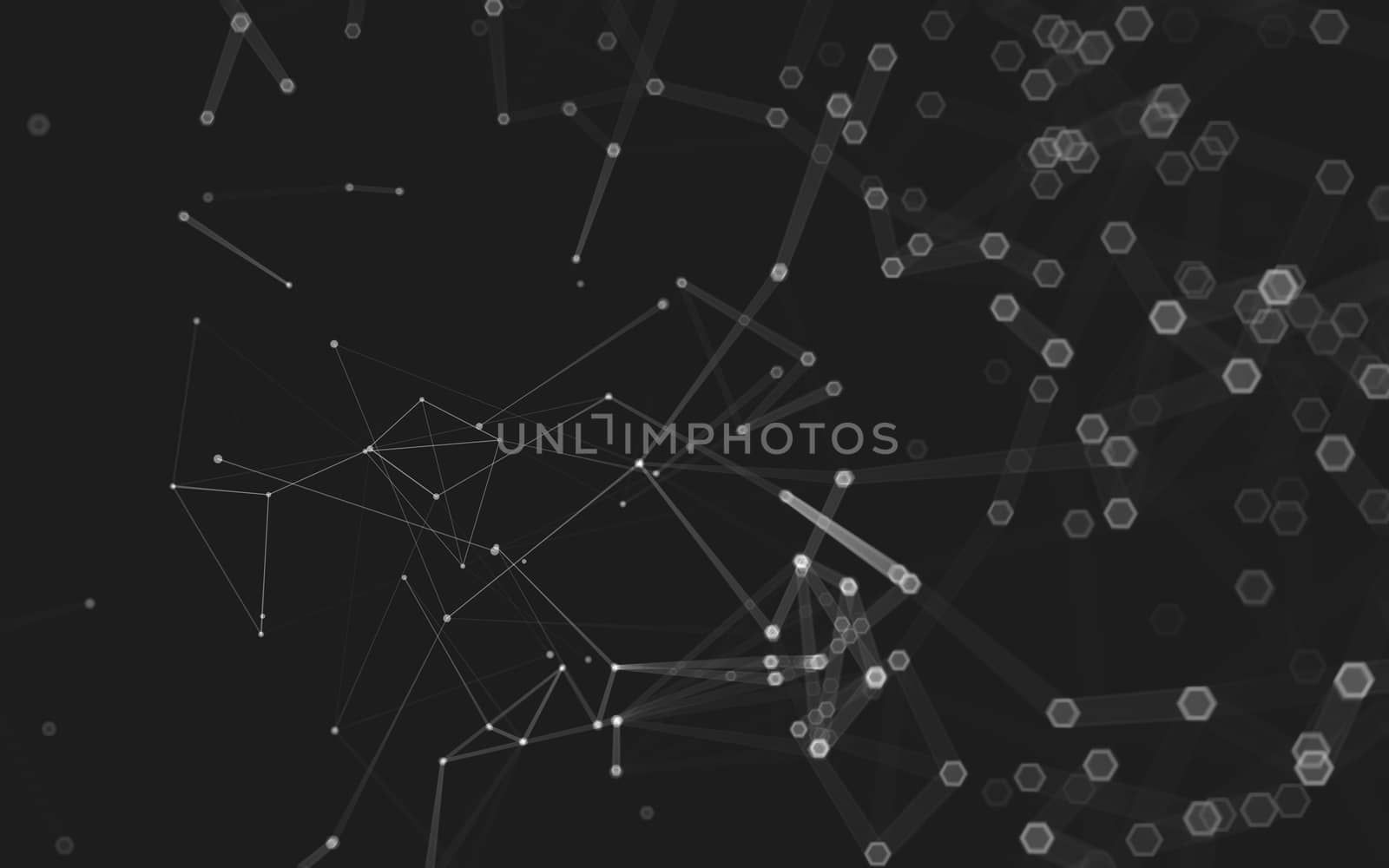 Abstract polygonal space low poly dark background with connecting dots and lines. Connection structure. 3d rendering