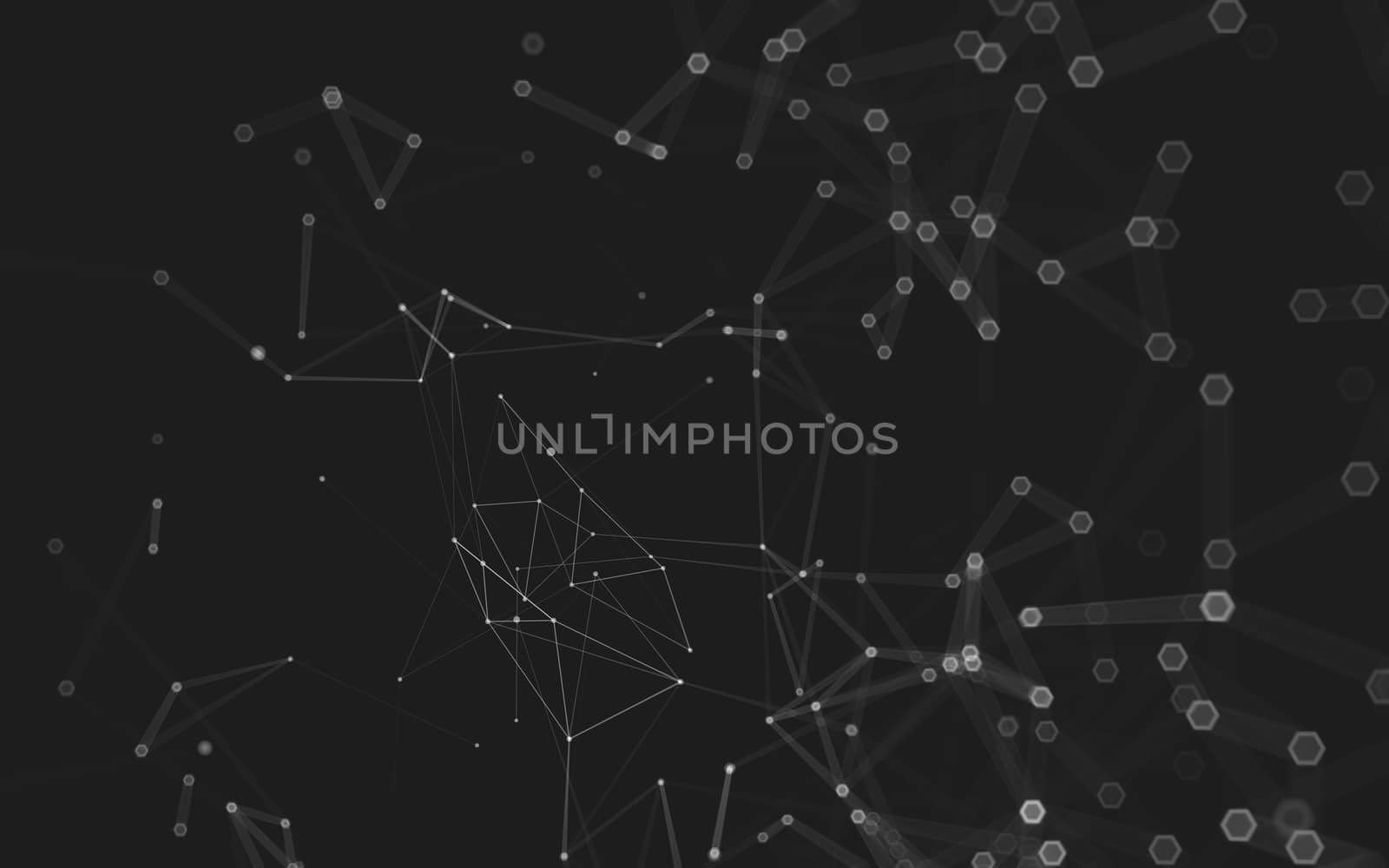 Abstract polygonal space low poly dark background with connecting dots and lines. Connection structure. 3d rendering