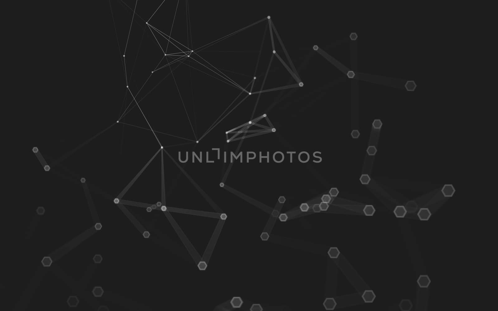 Abstract polygonal space low poly dark background with connecting dots and lines. Connection structure. 3d rendering