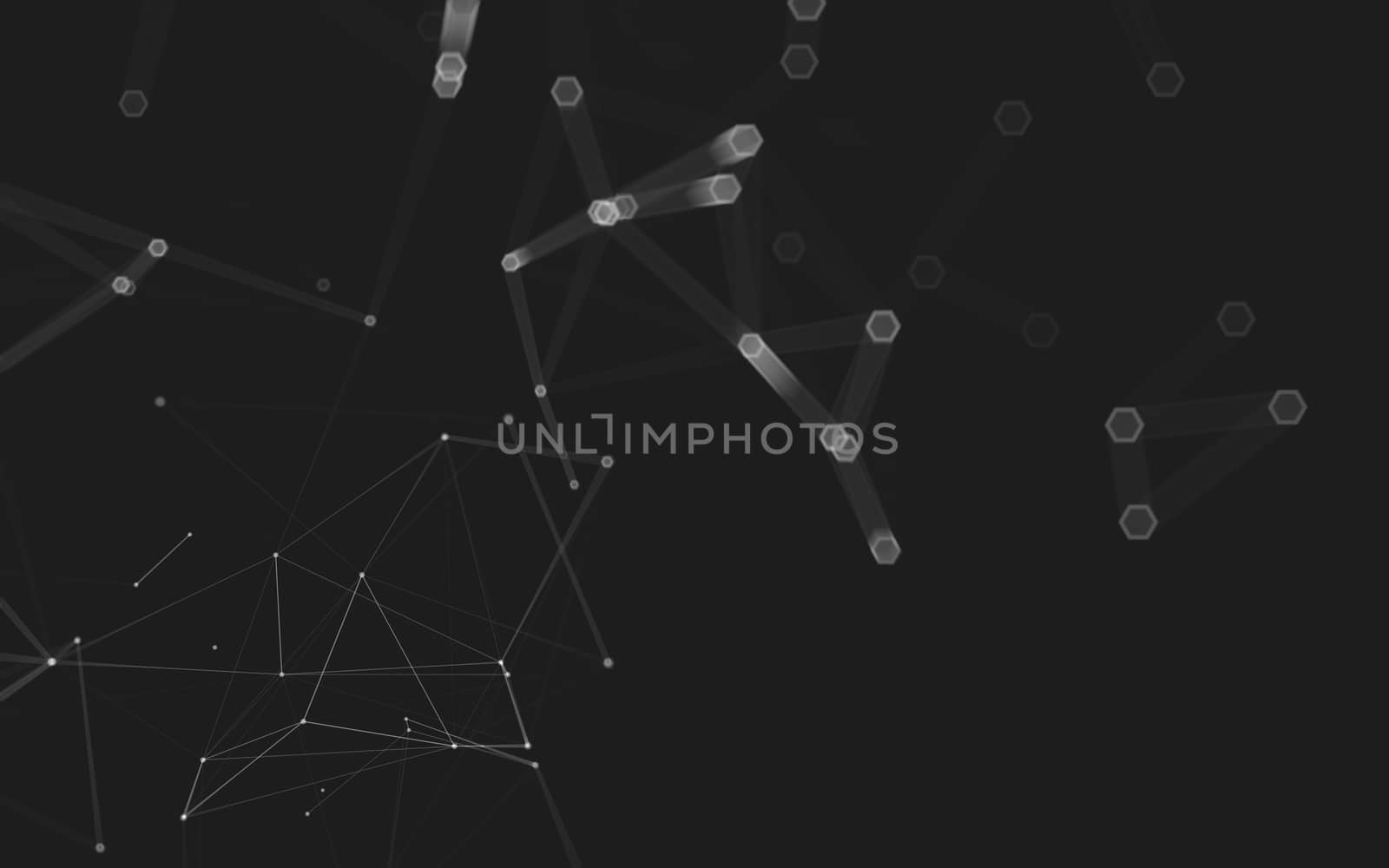 Abstract polygonal space low poly dark background with connecting dots and lines. Connection structure. 3d rendering