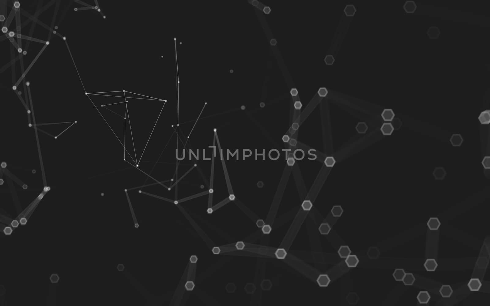 Abstract polygonal space low poly dark background with connecting dots and lines. Connection structure. 3d rendering