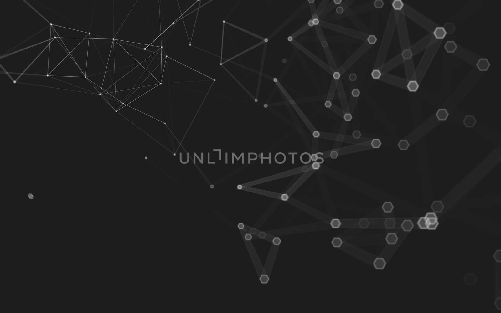 Abstract polygonal space low poly dark background with connecting dots and lines. Connection structure. 3d rendering