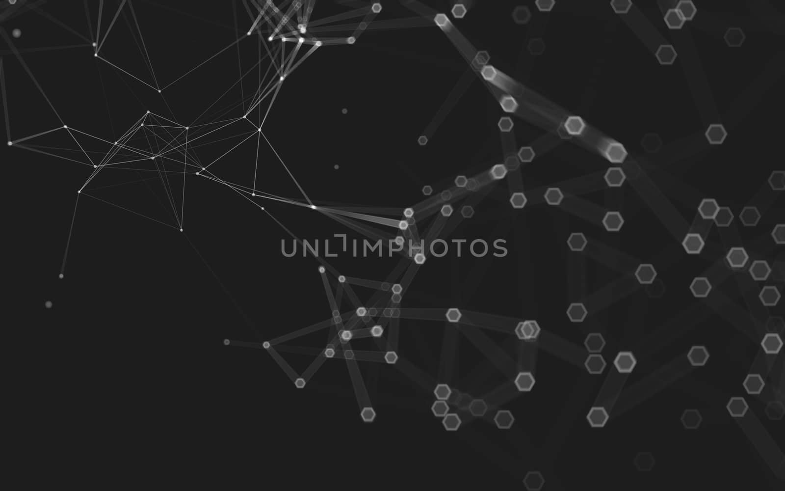 Abstract polygonal space low poly dark background with connecting dots and lines. Connection structure. 3d rendering