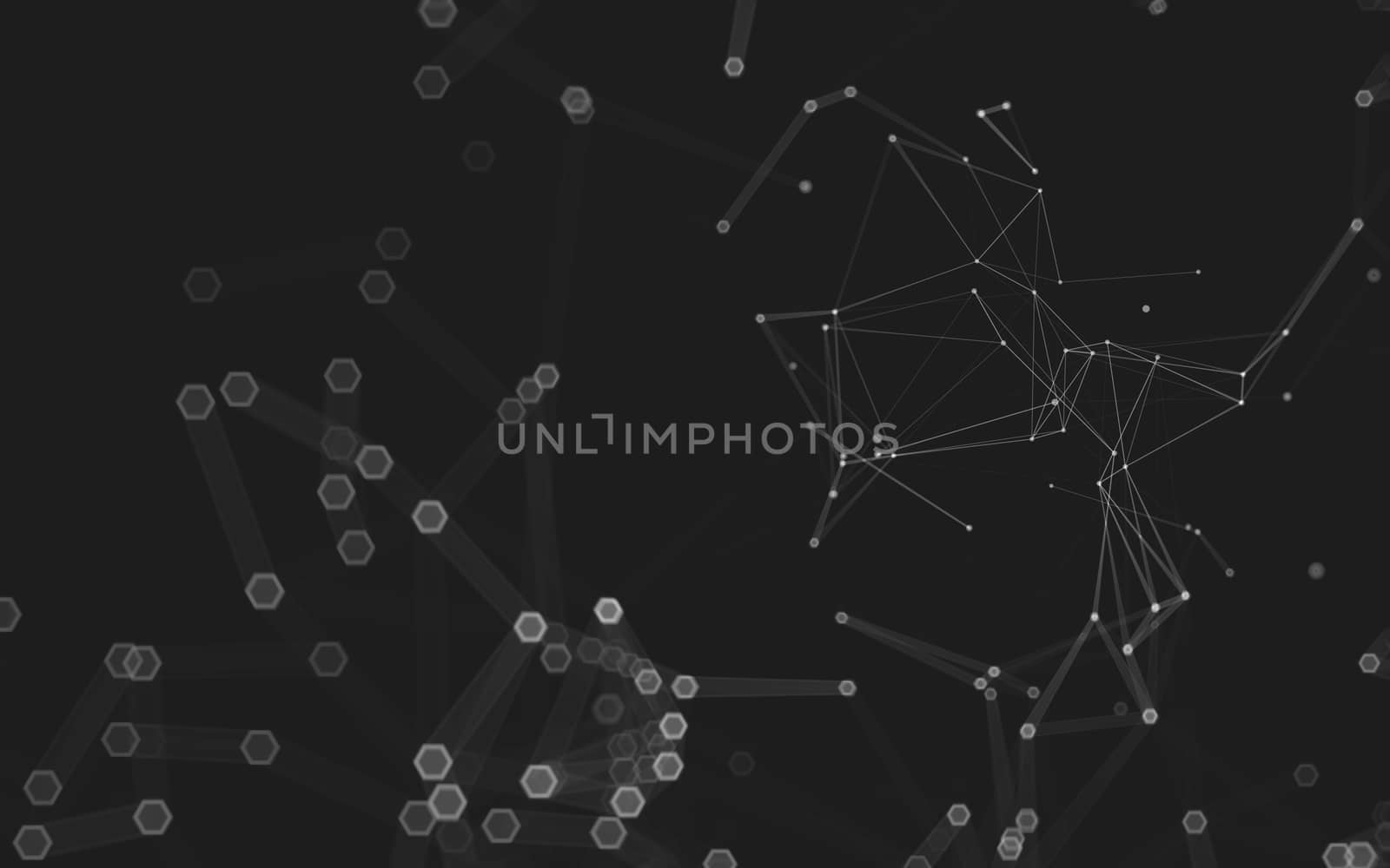 Abstract polygonal space low poly dark background with connecting dots and lines. Connection structure. 3d rendering