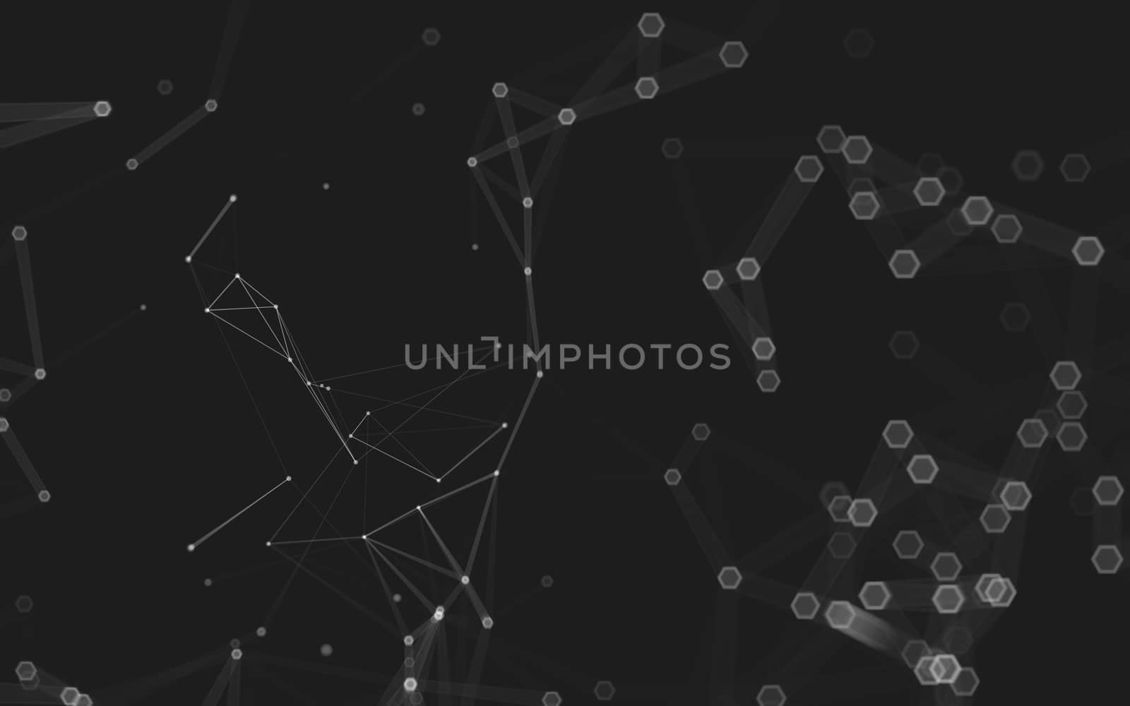 Abstract polygonal space low poly dark background with connecting dots and lines. Connection structure. 3d rendering