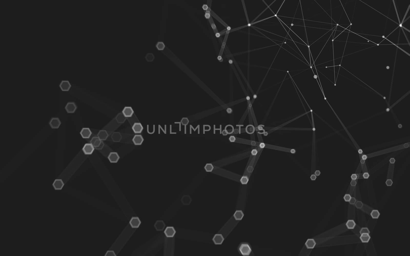 Abstract polygonal space low poly dark background with connecting dots and lines. Connection structure. 3d rendering