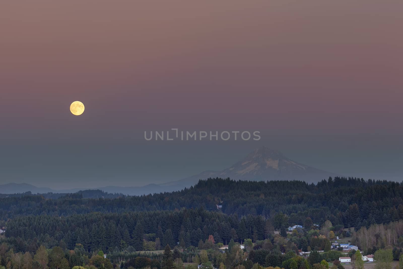 Full Moon Rising Over Mount Hood by jpldesigns