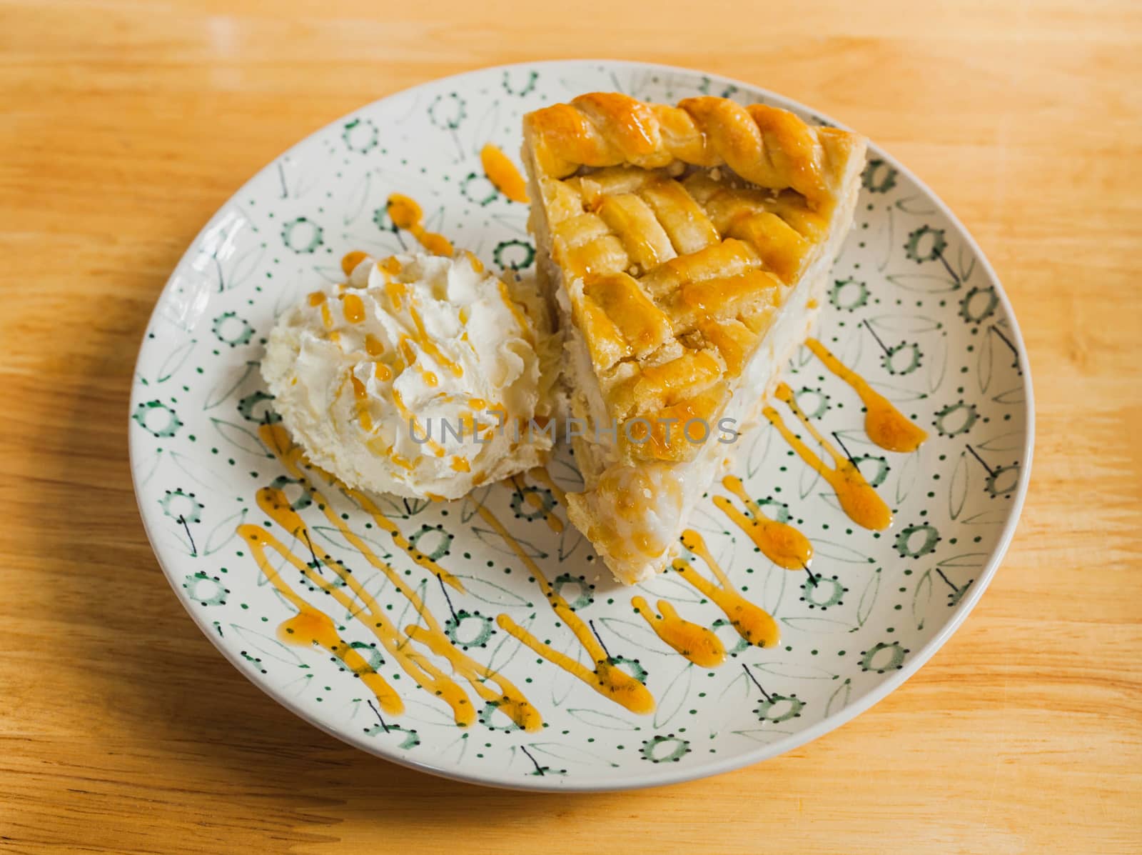 Selective focus Coconut pie with coconut cream and meringue.