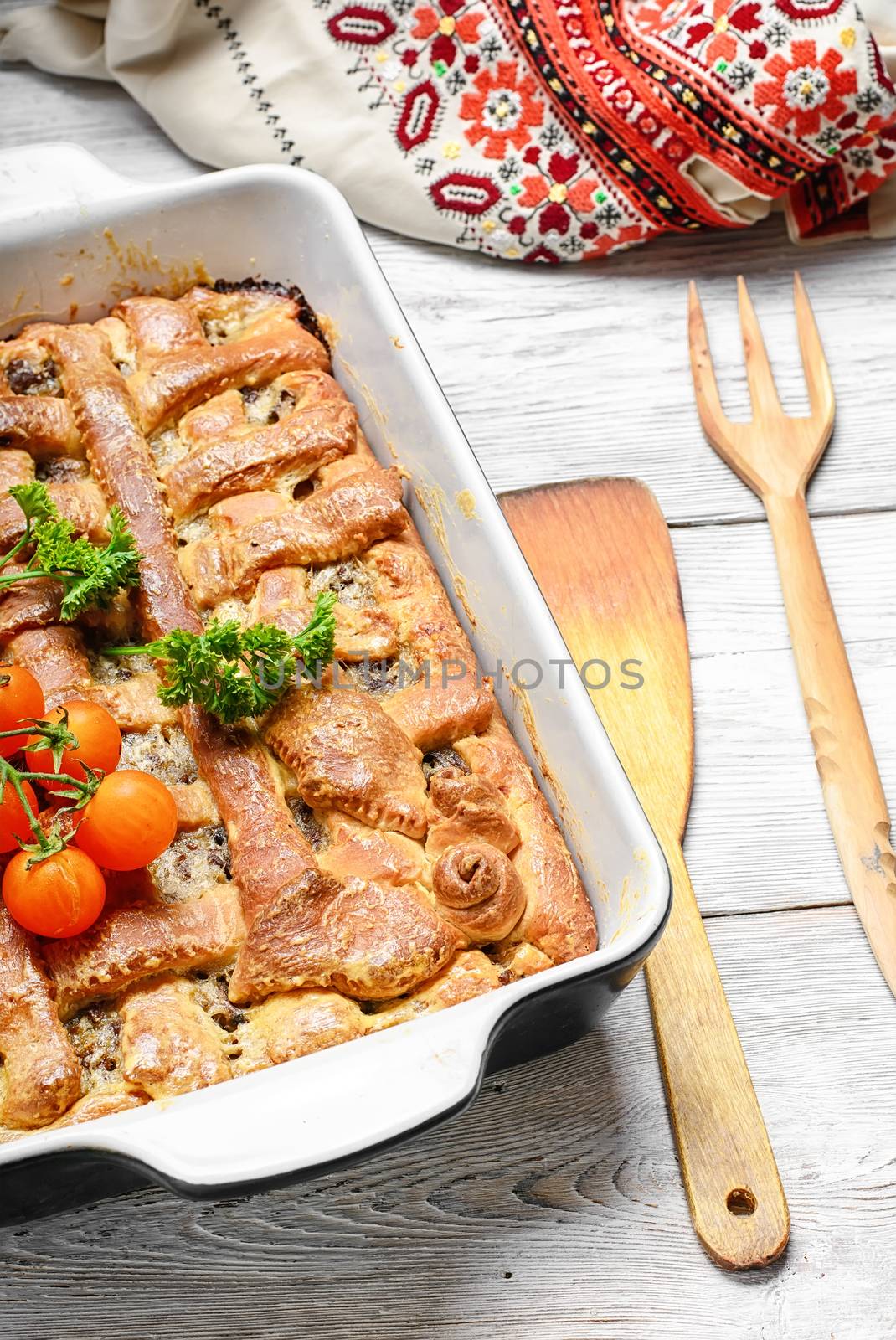 meat pie- traditional dish of Ukrainian cuisine