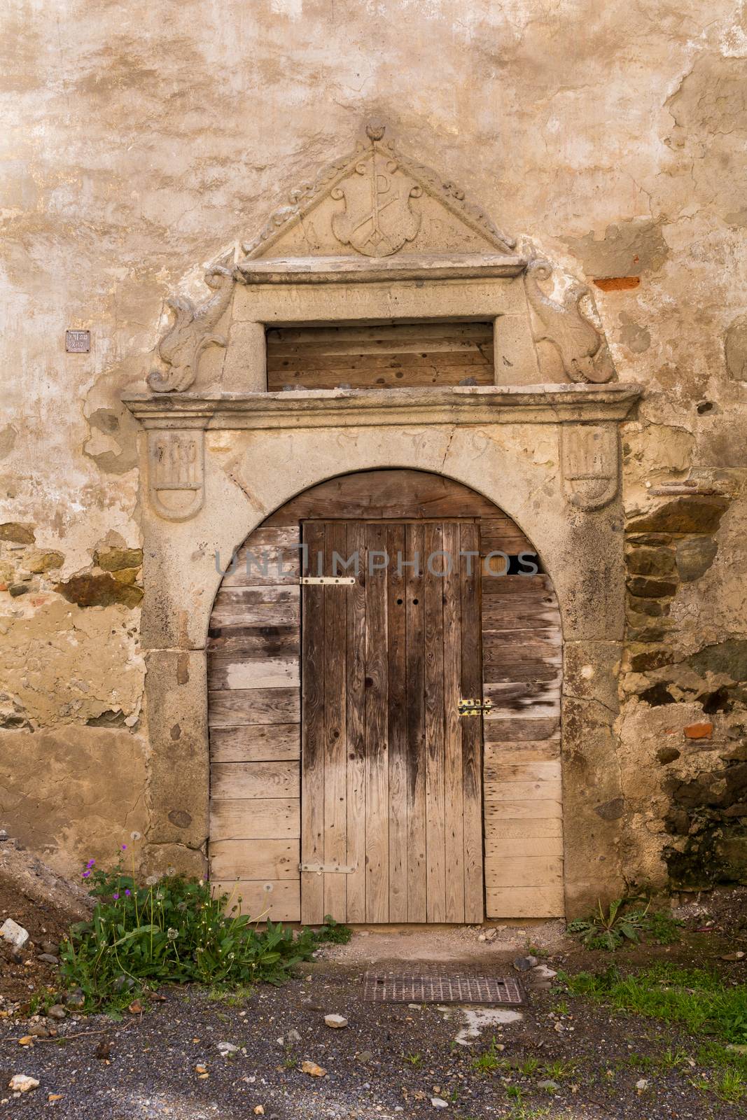 Detail of the architecture in Banska Stiavnica, former mining city in Slovakia. Historic frame of a gate. City is part of a Unesco World Heritage Site.