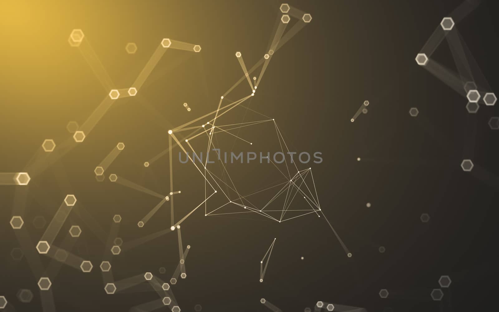 Abstract polygonal space low poly dark background with connecting dots and lines. Connection structure. 3d rendering