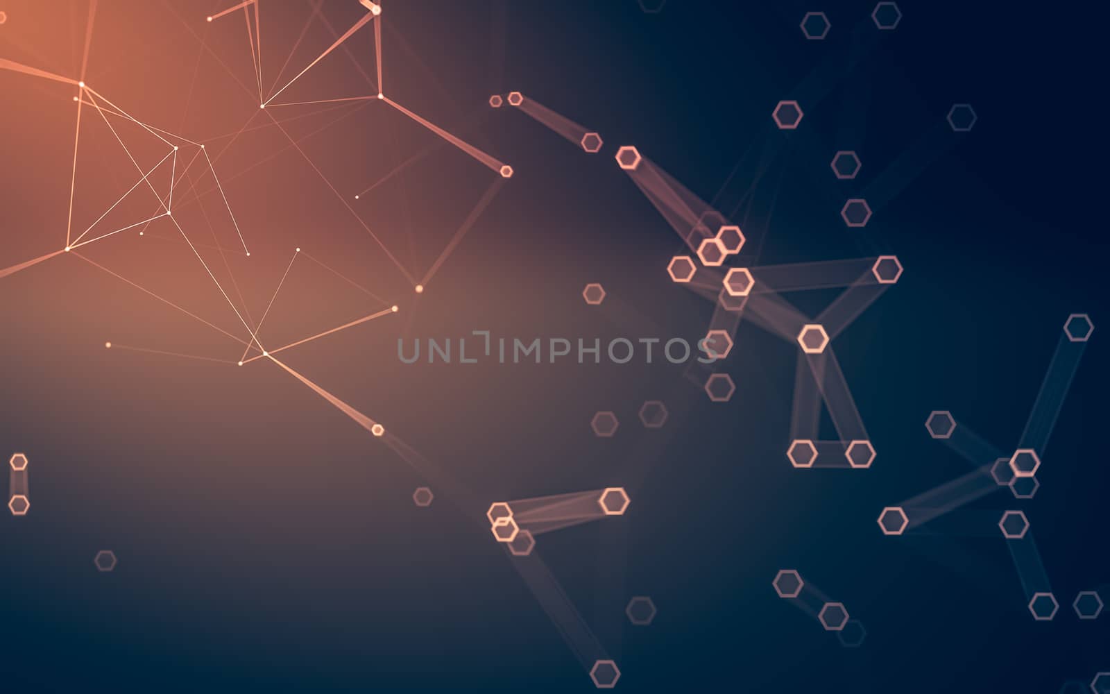 Abstract polygonal space low poly dark background with connecting dots and lines. Connection structure. 3d rendering