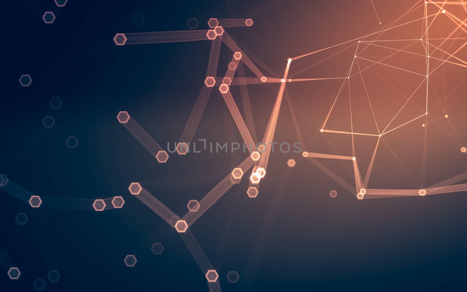 Abstract polygonal space low poly dark background with connecting dots and lines. Connection structure. 3d rendering