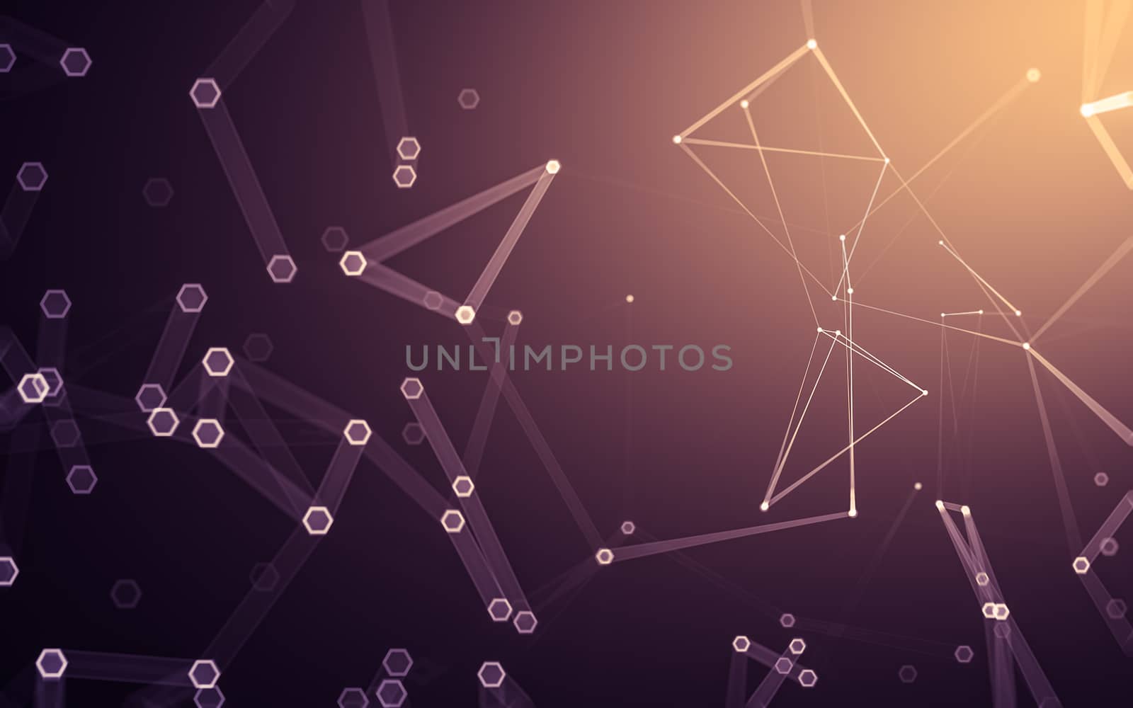 Abstract polygonal space low poly dark background with connecting dots and lines. Connection structure. 3d rendering