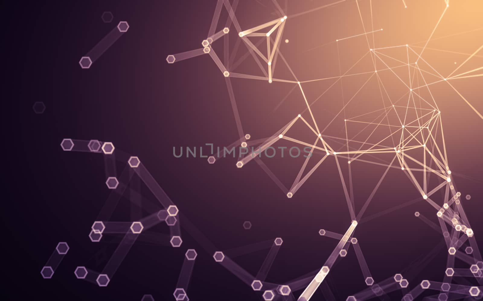 Abstract polygonal space low poly dark background, 3d rendering by teerawit