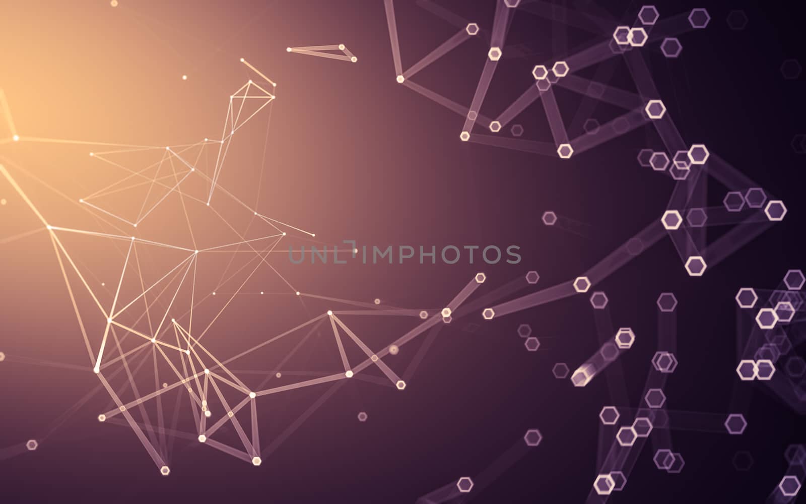 Abstract polygonal space low poly dark background, 3d rendering by teerawit