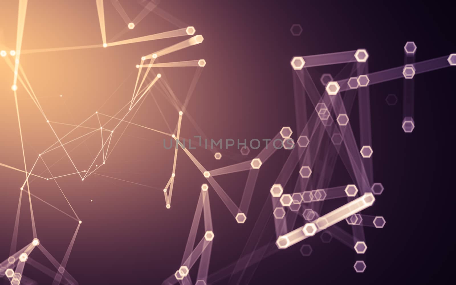 Abstract polygonal space low poly dark background, 3d rendering by teerawit