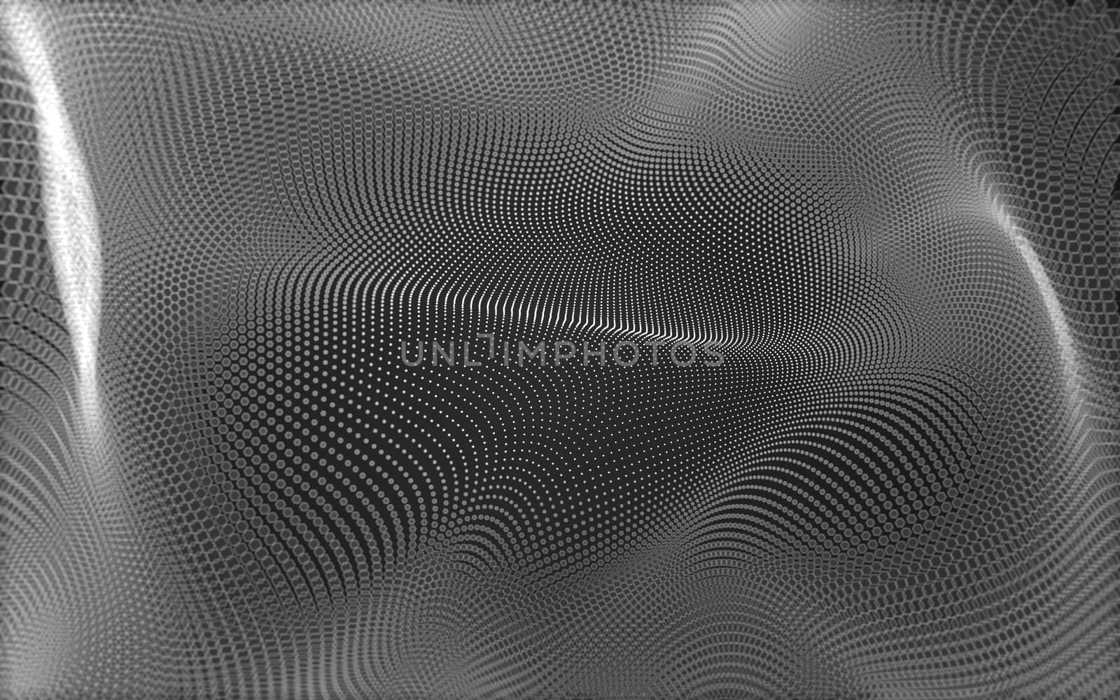 Abstract polygonal space low poly dark background with connecting dots and lines. Connection structure. 3d rendering