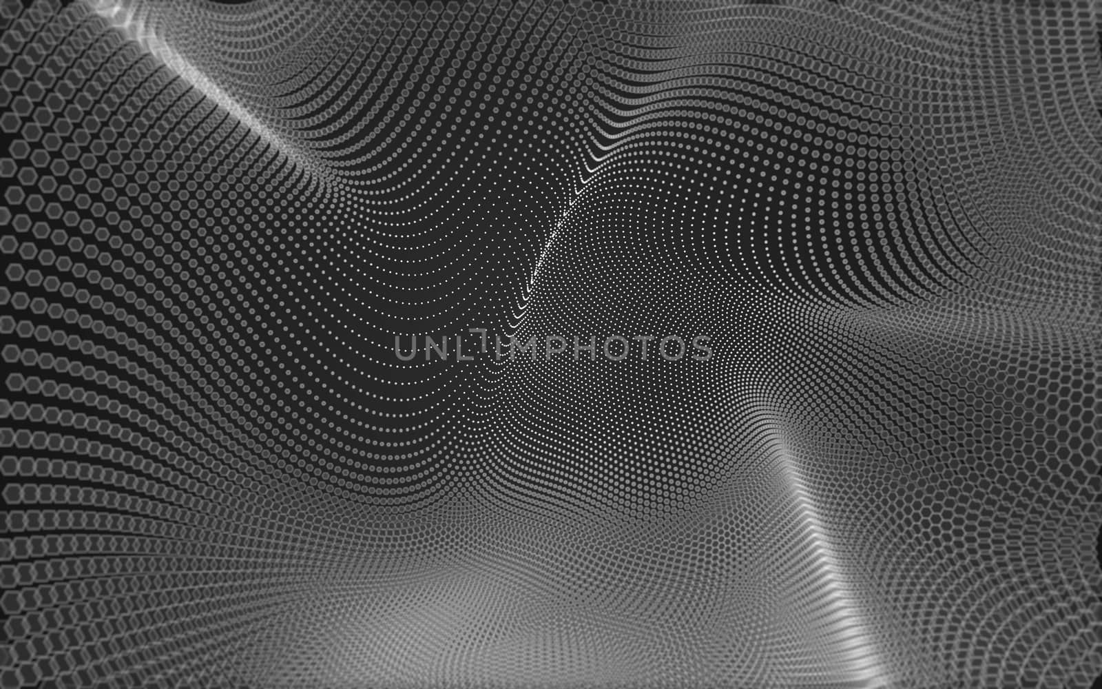 Abstract polygonal space low poly dark background, 3d rendering by teerawit