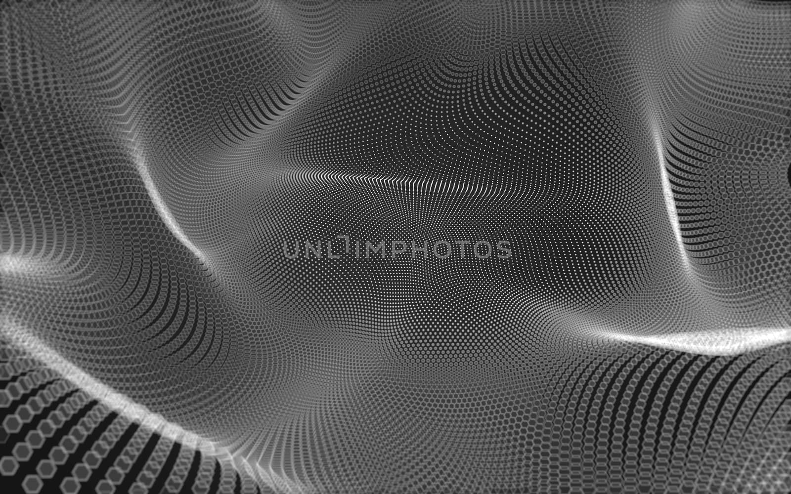 Abstract polygonal space low poly dark background with connecting dots and lines. Connection structure. 3d rendering