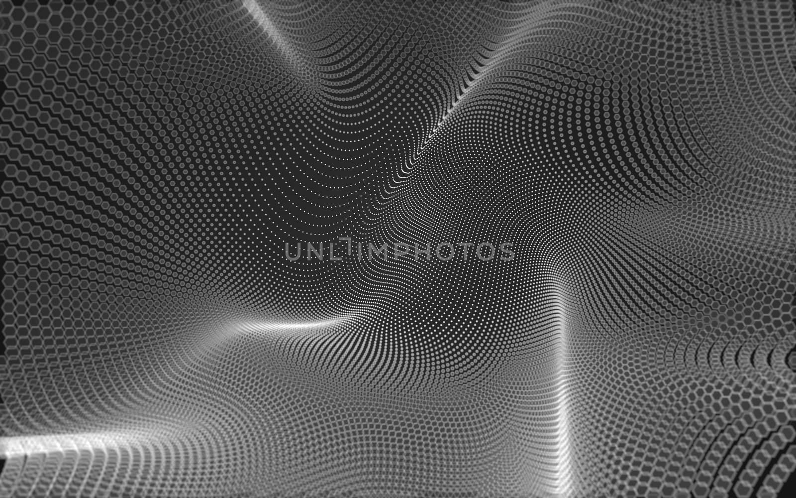 Abstract polygonal space low poly dark background, 3d rendering by teerawit