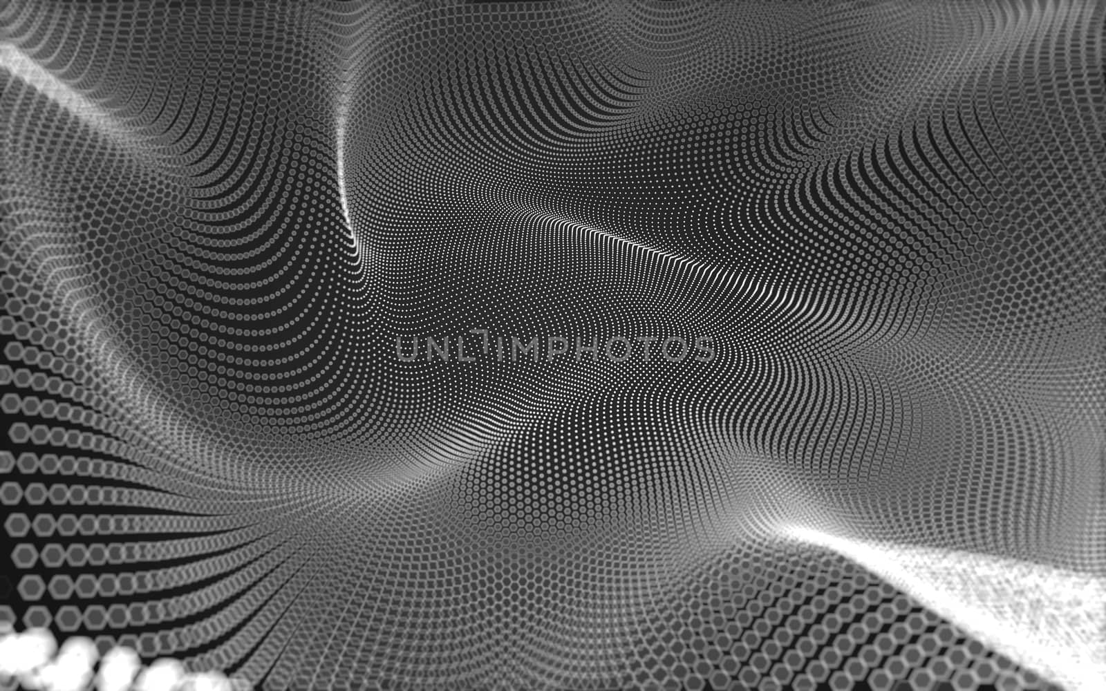 Abstract polygonal space low poly dark background, 3d rendering by teerawit