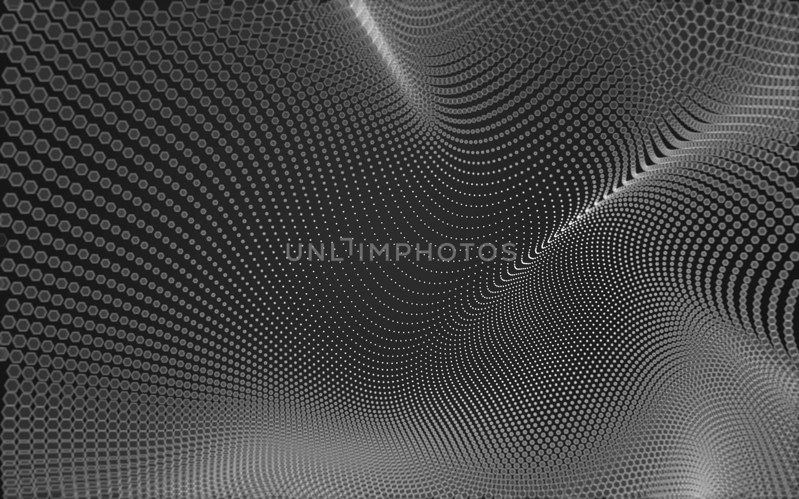 Abstract polygonal space low poly dark background, 3d rendering by teerawit