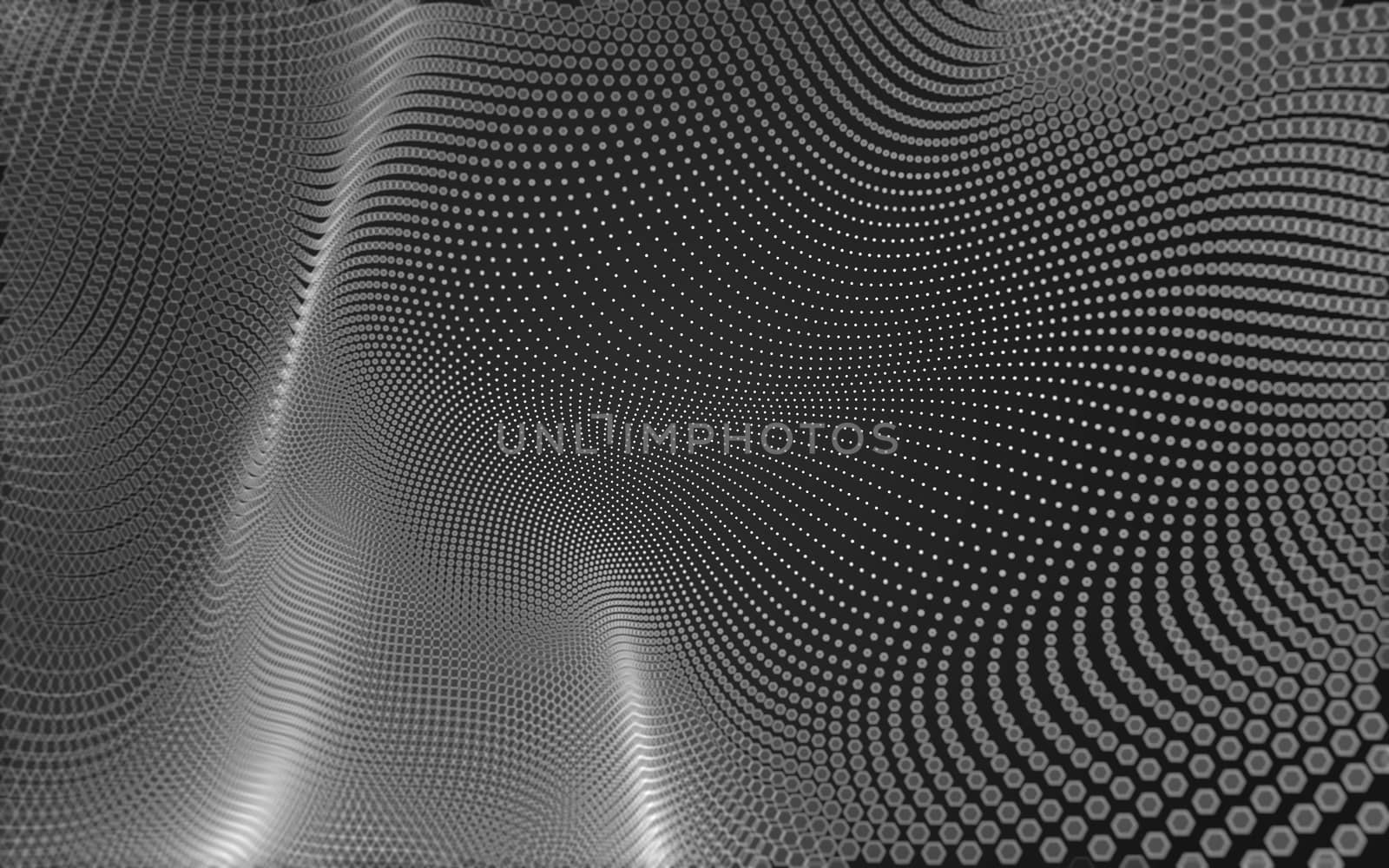 Abstract polygonal space low poly dark background with connecting dots and lines. Connection structure. 3d rendering