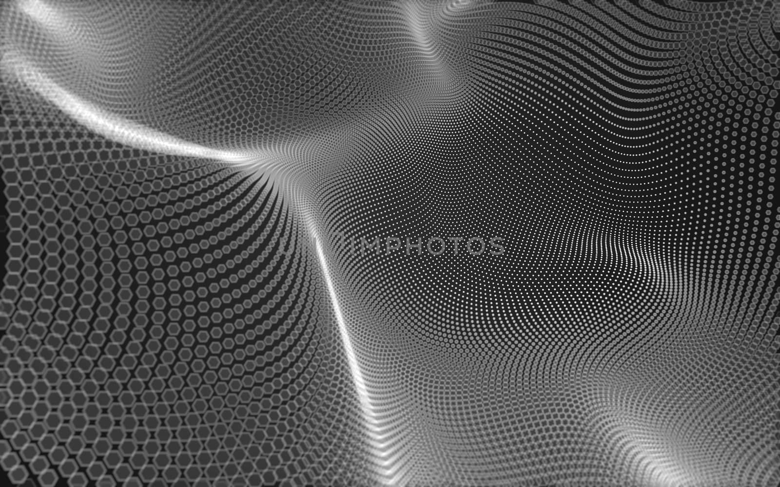 Abstract polygonal space low poly dark background, 3d rendering by teerawit