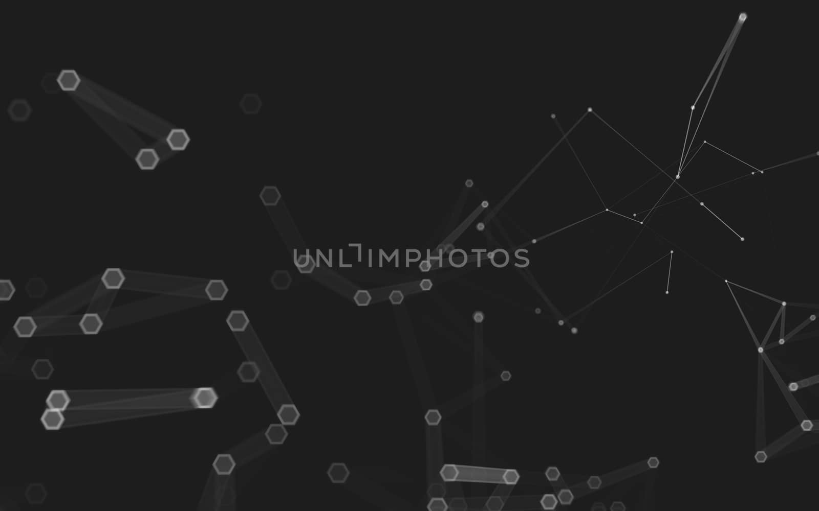 Abstract polygonal space low poly dark background, 3d rendering by teerawit