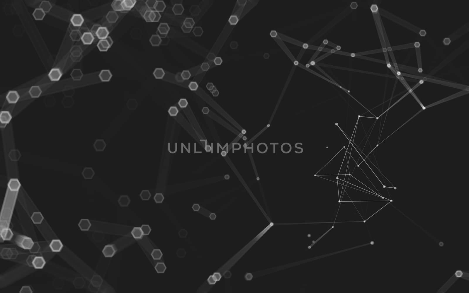 Abstract polygonal space low poly dark background with connecting dots and lines. Connection structure. 3d rendering