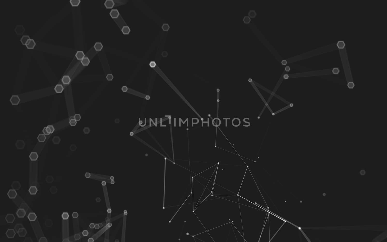 Abstract polygonal space low poly dark background with connecting dots and lines. Connection structure. 3d rendering