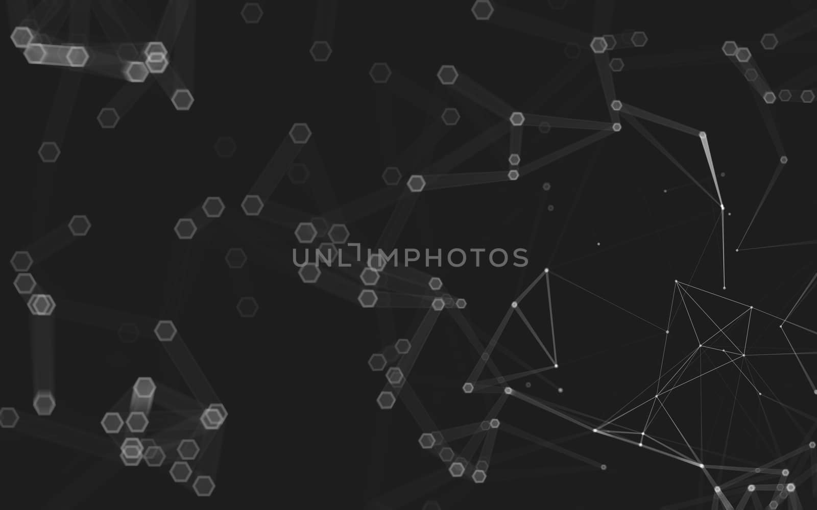 Abstract polygonal space low poly dark background, 3d rendering by teerawit