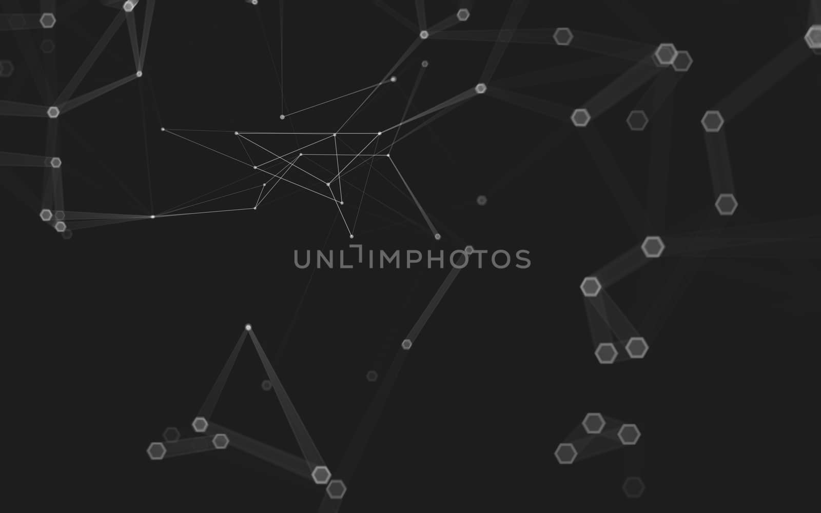 Abstract polygonal space low poly dark background with connecting dots and lines. Connection structure. 3d rendering