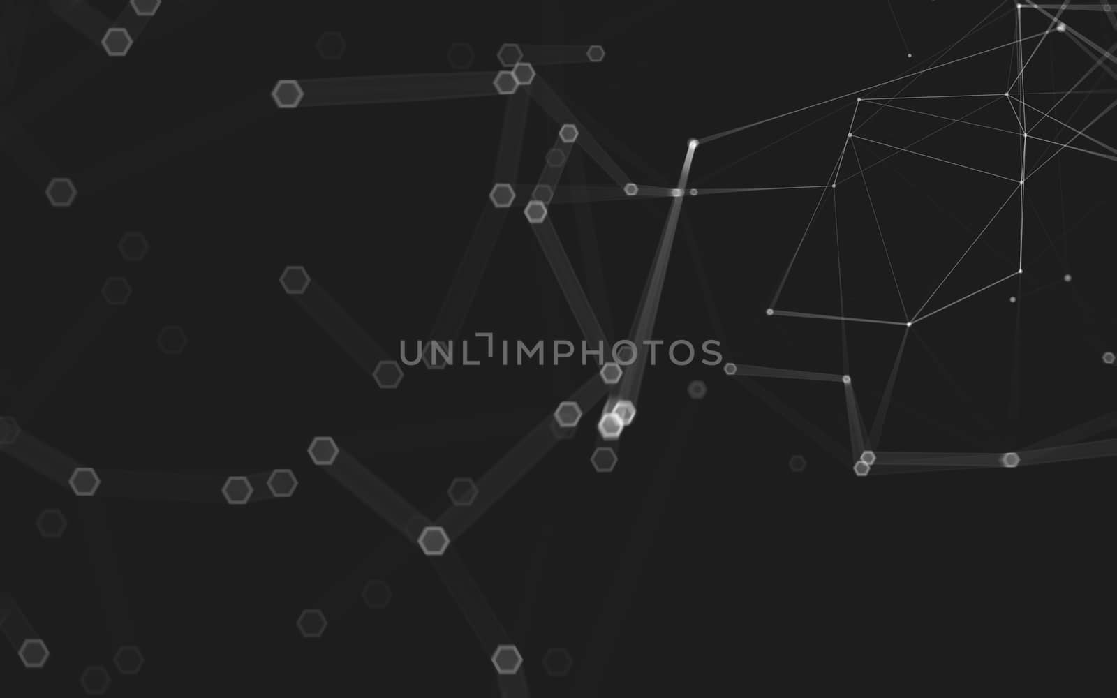 Abstract polygonal space low poly dark background with connecting dots and lines. Connection structure. 3d rendering