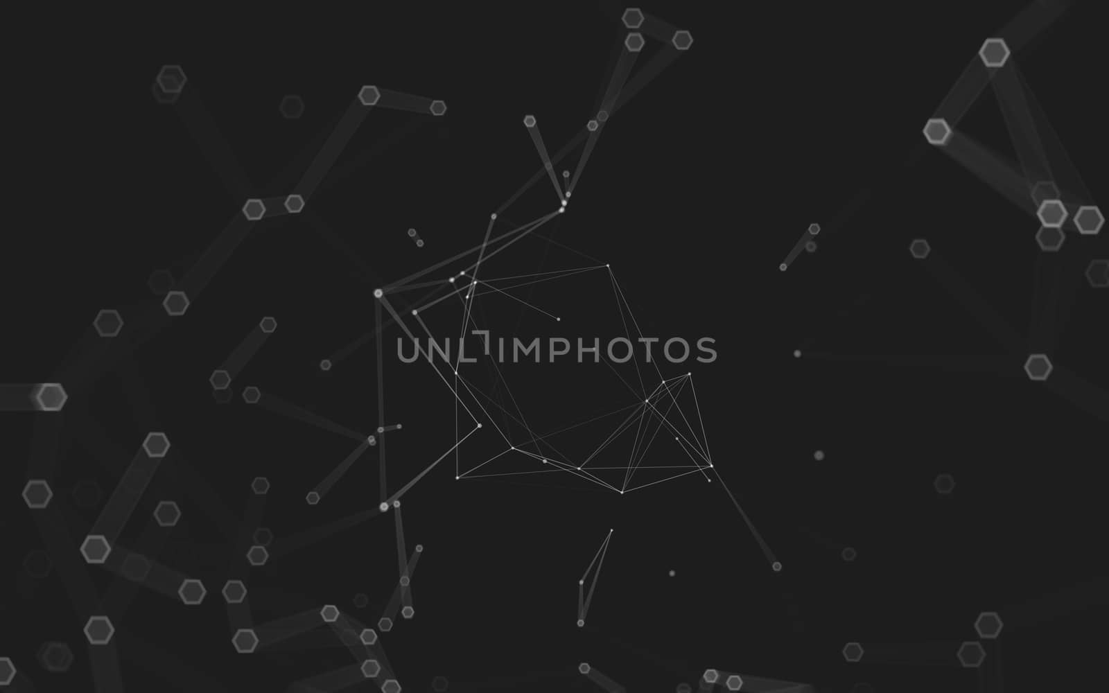 Abstract polygonal space low poly dark background with connecting dots and lines. Connection structure. 3d rendering