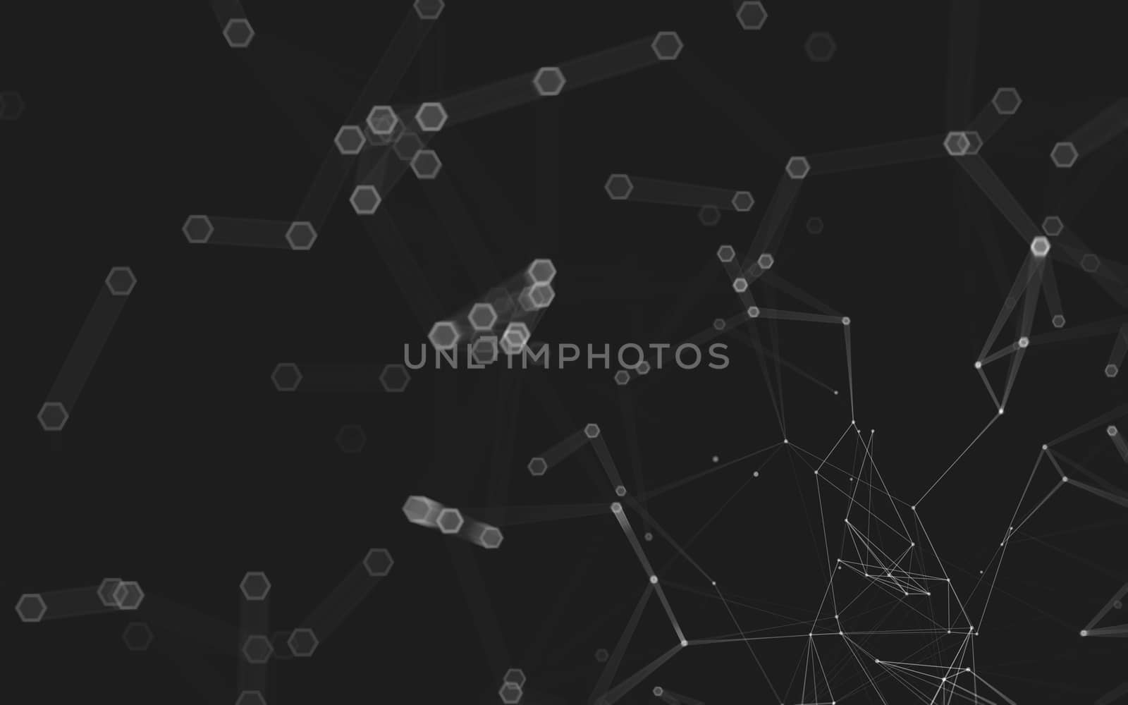 Abstract polygonal space low poly dark background with connecting dots and lines. Connection structure. 3d rendering