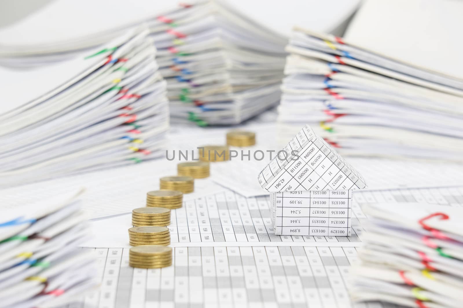 House on finance account have blur pile line gold coins by eaglesky